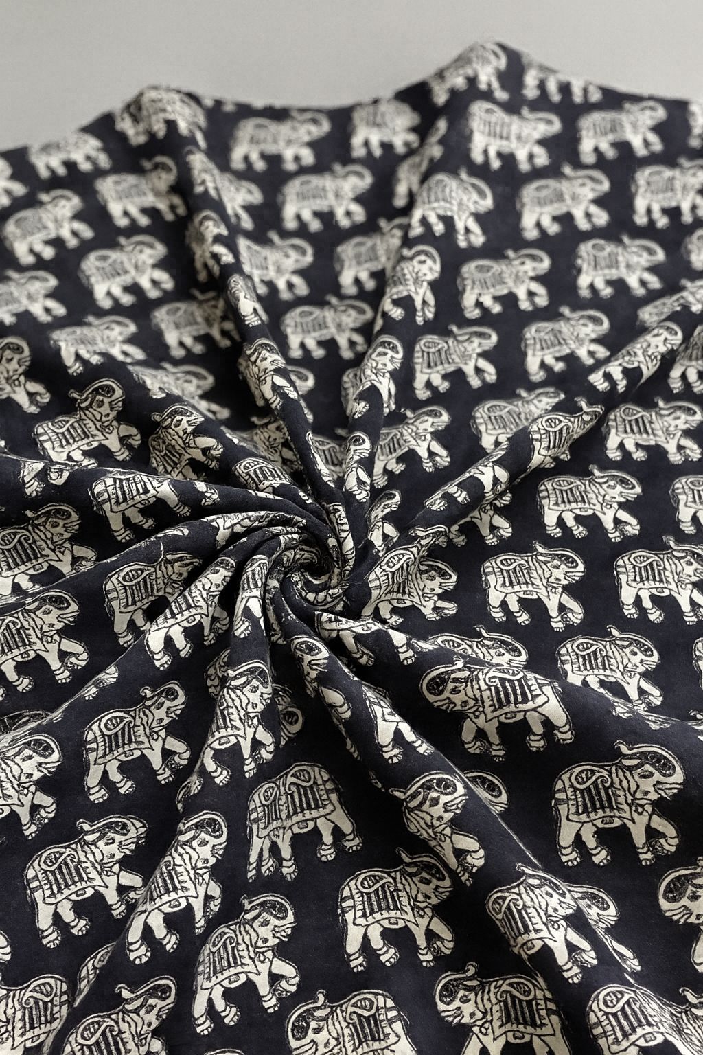 2.5mts Kalamkari Cotton Cloth – Traditional Elephant Print Fabric