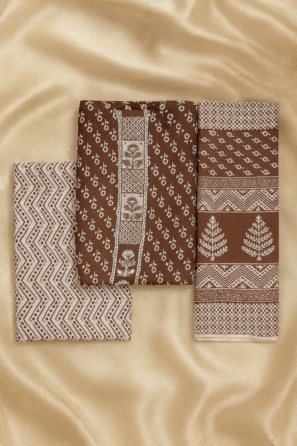 Rust Charm Pure Cotton 3-Piece Dress Set