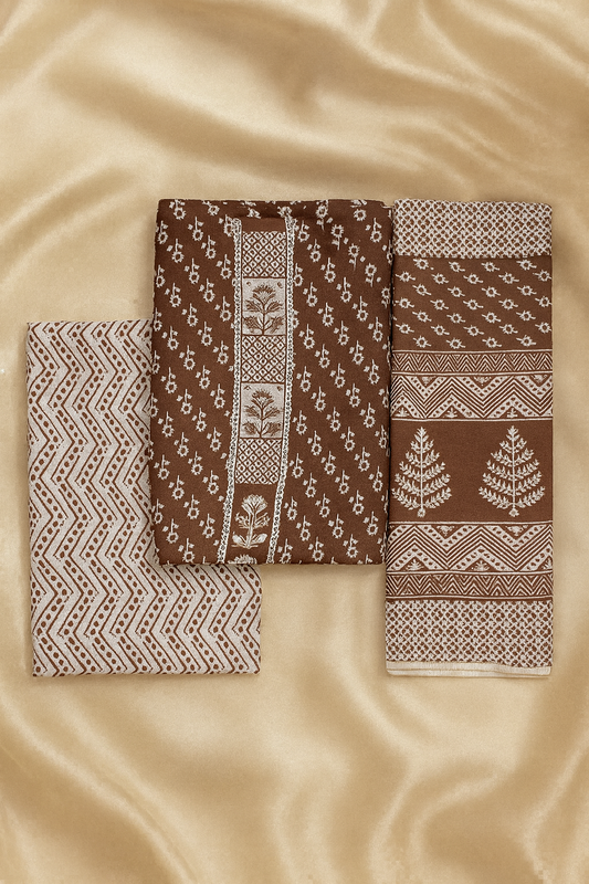 Rust Charm Pure Cotton 3-Piece Dress Set