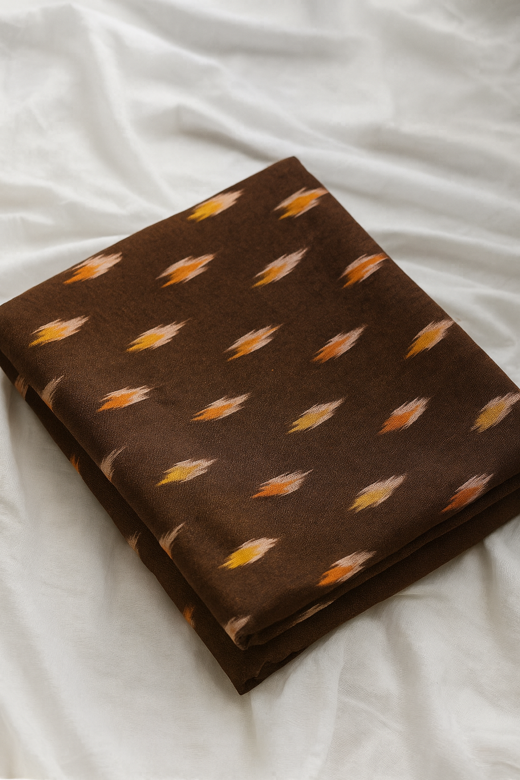 Handwoven Brown Ikat Cotton Fabric – 2.5 Meters