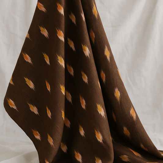 Handwoven Brown Ikat Cotton Fabric – 2.5 Meters