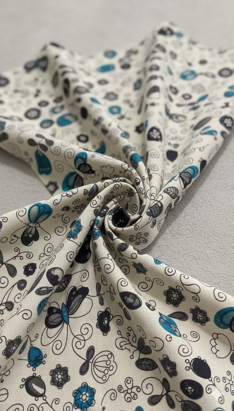 2.5mts Kalamkari Cotton Cloth – Butterfly Floral Printed Fabric