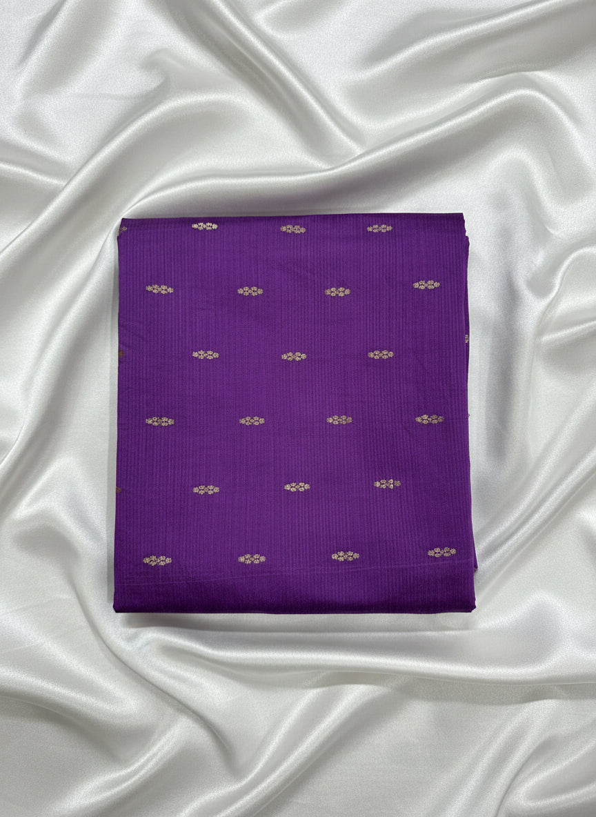 Raw Silk Dress Material – Purple with Gold Floral Buttas (Top 2.5m Only)