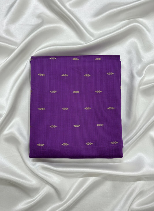 Raw Silk Dress Material – Purple with Gold Floral Buttas (Top 2.5m Only)