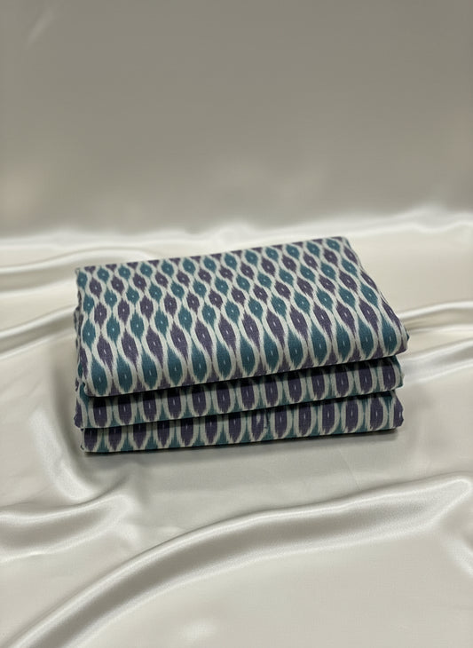 Premium Blue Diamond Ikat Cotton Fabric 2.5 mts