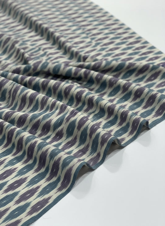 Premium Blue Diamond Ikat Cotton Fabric 2.5 mts