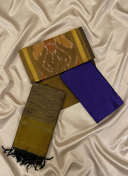 Violet & Antique Gold Pochampally Sico Suit Set