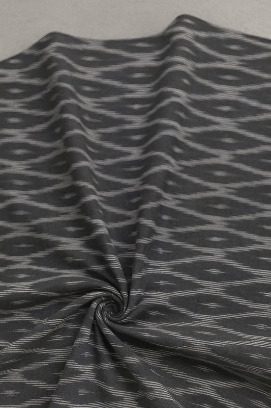 2.5mts Ikat Cotton Cloth – Grey Zigzag Pattern Fabric