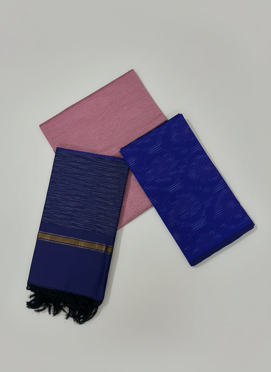 Pink & Royal Blue Pochampally Sico Suit Set
