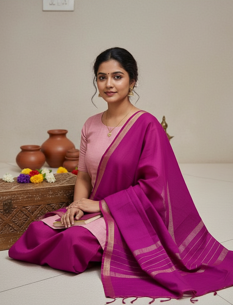 Mangalgiri Cotton Dress set - Pink