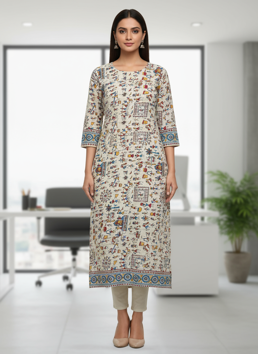 Kalamkari Top - White